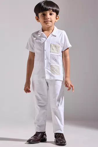 White embroidered cotton shirt