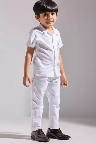 White embroidered cotton shirt