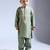 Green embroidered silk kurta pyjama