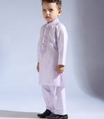 Purple embroidered silk kurta pyjama