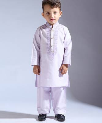Purple embroidered silk kurta pyjama 2