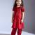 Red plain silk co ord set