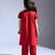 Red plain silk co ord set