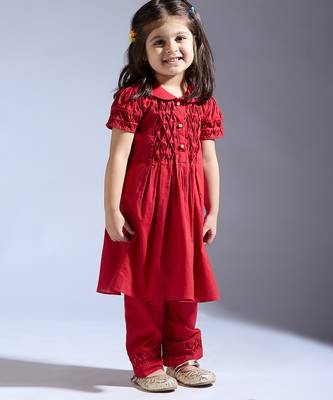 Red plain silk co ord set 4