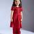 Red plain silk co ord set