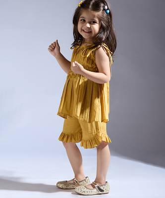 Yellow plain silk co ord set 2