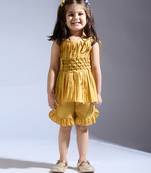 Yellow plain silk co ord set