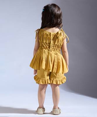 Yellow plain silk co ord set 3