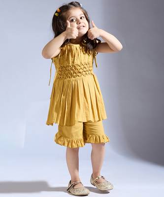 Yellow plain silk co ord set 4
