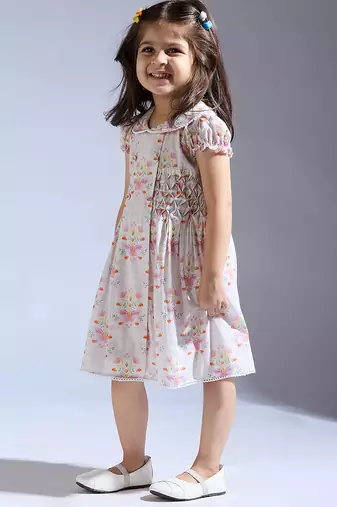 White printed cotton dress