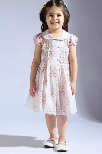 White printed cotton dress