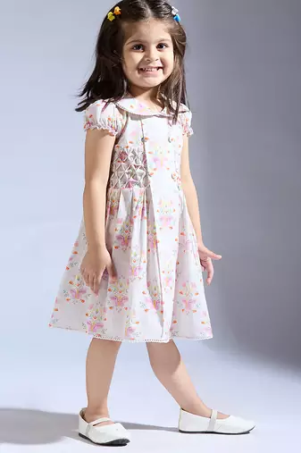 White printed cotton dress