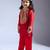 Red embroidered silk kurta with pant