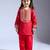 Red embroidered silk kurta with pant