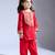 Red embroidered silk kurta with pant
