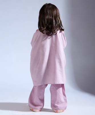 Purple embroidered silk kurta with pant 3