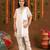  Girls' Shimmer White Suit Set with Gotta Work - V-Neck Kurta Set for Festive Wear