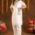  Girls' Shimmer White Suit Set with Gotta Work - V-Neck Kurta Set for Festive Wear