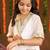  Girls' Shimmer White Suit Set with Gotta Work - V-Neck Kurta Set for Festive Wear