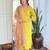 Elegant yellow colored party wear embroidered stitched rayon pant style kurti suit with duppatta
