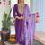 Elegant purple colored party wear embroidered stitched rayon pant style kurti suit with duppatta