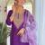 Elegant purple colored party wear embroidered stitched rayon pant style kurti suit with duppatta