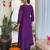 Elegant purple colored party wear embroidered stitched rayon pant style kurti suit with duppatta