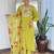 Elegant yellow colored party wear embroidered stitched rayon pant style kurti suit with duppatta