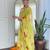 Elegant yellow colored party wear embroidered stitched rayon pant style kurti suit with duppatta