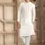 men's cream straight kurta pajama with plain banarasi art silk and with lining