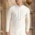 Men's cream straight kurta with plain banarasi art silk and with lining