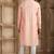 Men's pink straight kurta with plain banarasi art silk and with lining