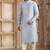 Men's sky blue straight kurta with plain banarasi art silk and with lining