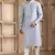 men's sky blue straight kurta pajama with plain banarasi art silk and with lining
