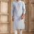 Men's sky blue straight kurta with plain banarasi art silk and with lining