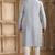 Men's sky blue straight kurta with plain banarasi art silk and with lining