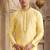 Men's yellow straight kurta with plain banarasi art silk and with lining