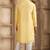 Men's yellow straight kurta with plain banarasi art silk and with lining