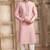 Men's dark pink straight kurta with plain banarasi art silk and with lining