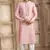 men's dark pink straight kurta pajama with plain banarasi art silk and with lining