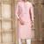Men's dark pink straight kurta with plain banarasi art silk and with lining
