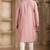 Men's dark pink straight kurta with plain banarasi art silk and with lining