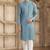 Men's Blue straight kurta with plain banarasi art silk and with lining