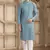 men's grey straight kurta pajama with plain banarasi art silk and with lining