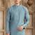 Men's Blue straight kurta with plain banarasi art silk and with lining