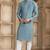 Men's Blue straight kurta with plain banarasi art silk and with lining