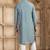 Men's Blue straight kurta with plain banarasi art silk and with lining