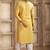 Men's yellow straight kurta with plain banarasi art silk and with lining