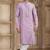 Men's purple straight kurta with plain banarasi art silk and with lining