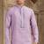 Men's purple straight kurta with plain banarasi art silk and with lining
